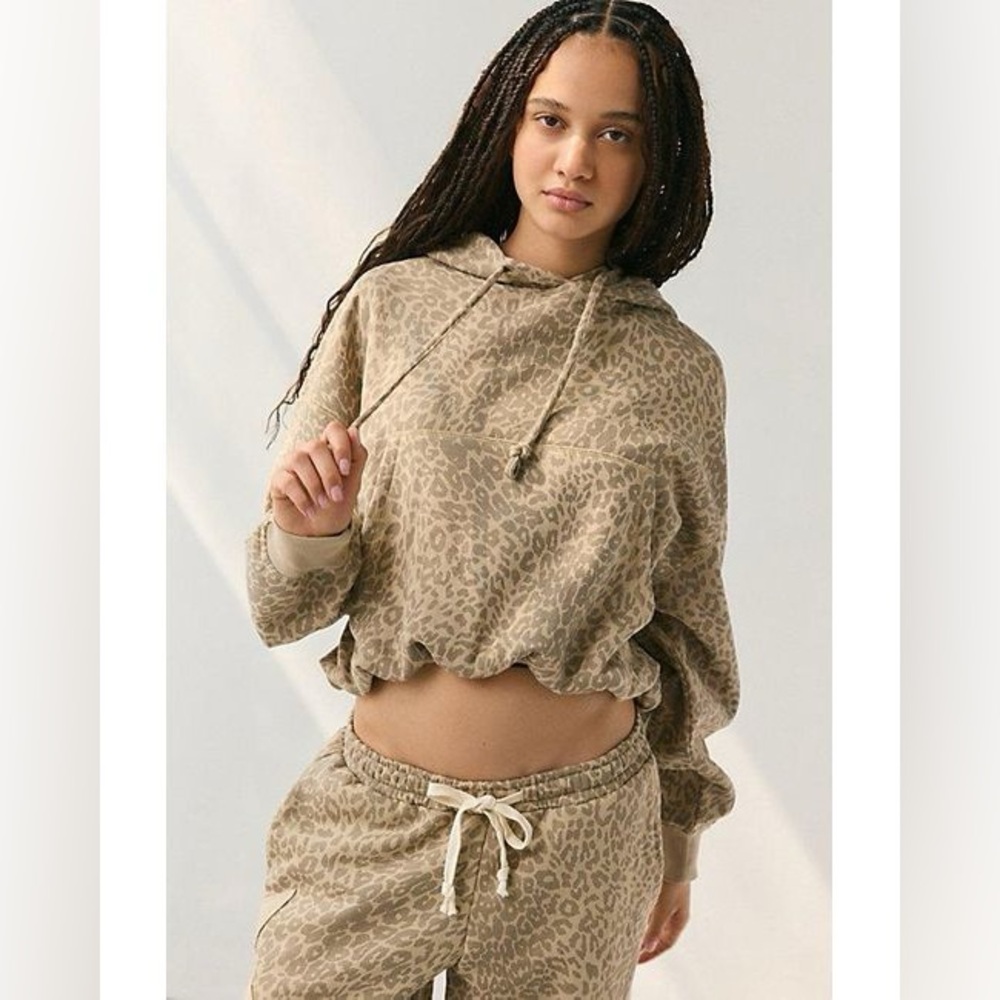 UO Out From Under Try Me Bubble Hoodie in Cheetah